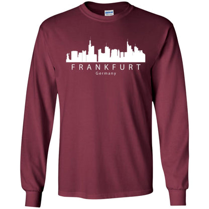 Frankfurt Germany Skyline T-shirt Maroon