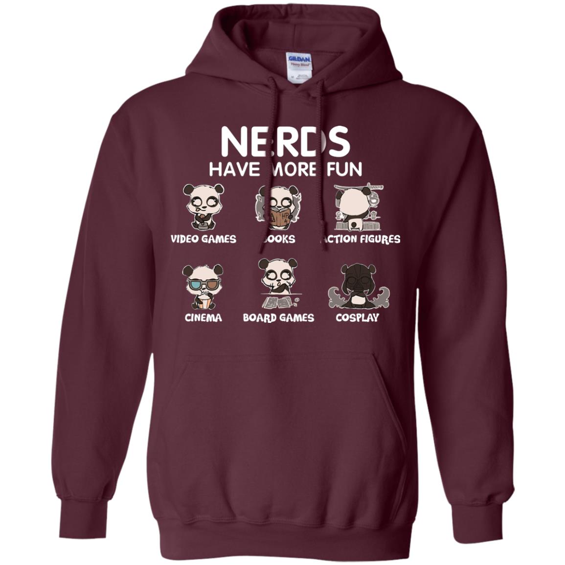 Nerds Have More Fun Video Games Books Action Figures Shirts Maroon