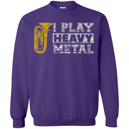 Funny Band Distressed T-shirt I Play Heavy Metal Purple