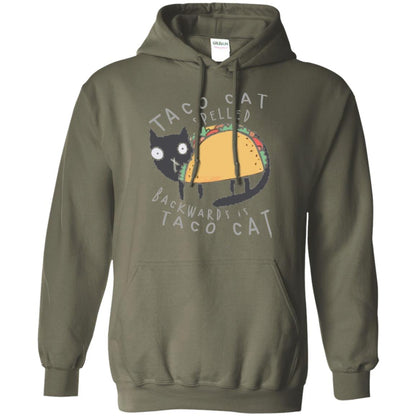 Cat Lovers T-shirt Taco Cat Spelled Backward Is Taco Cat Military Green