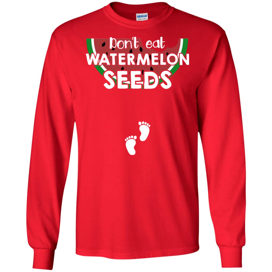 Don_t Eat Watermelon Seeds Pregnancy Announcement Shirt Red