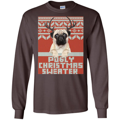 Dog Lovers T-shirt Pugly Christmas Sweater Dark Chocolate