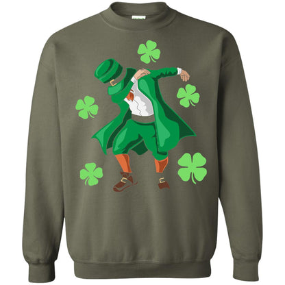 Funny Dabbing Leprechaun St. Patricks Day T-shirt Military Green