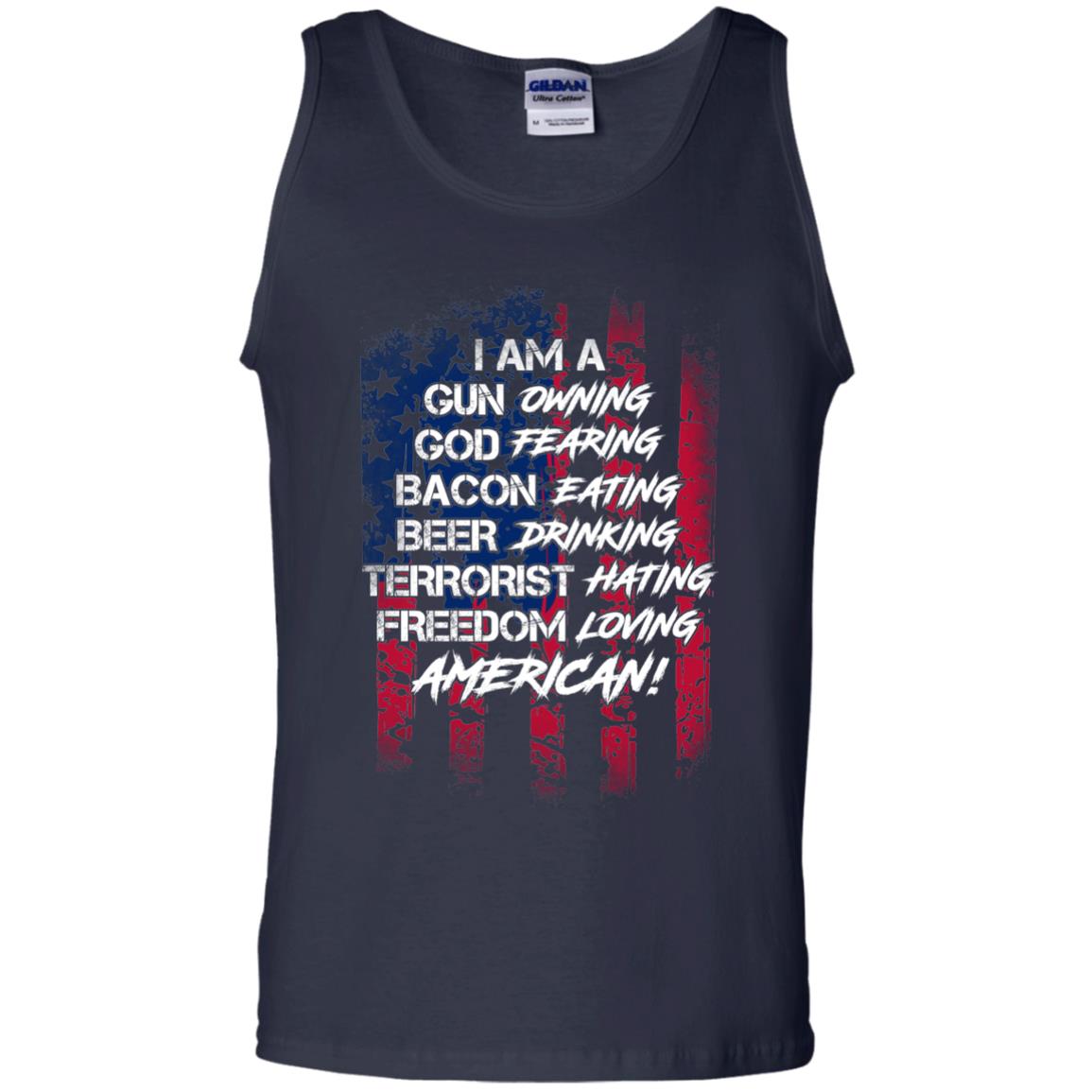 Military T-shirt I Am A Gun Owning God Fearing Bacon Eating Navy