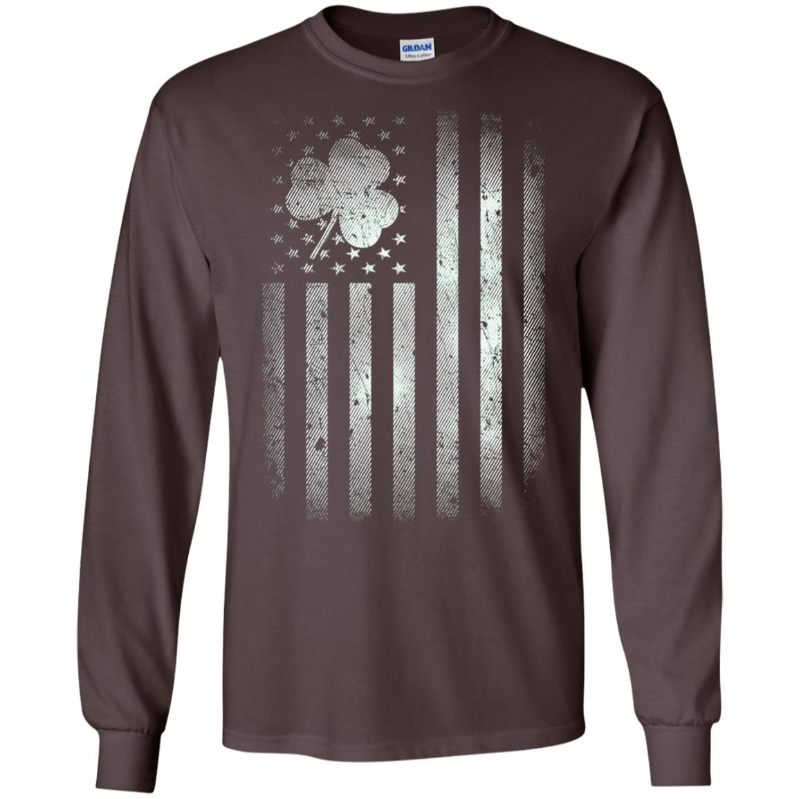 Vintage Irish American Shamrock Flag St Patricks Day T-shirt Dark Chocolate