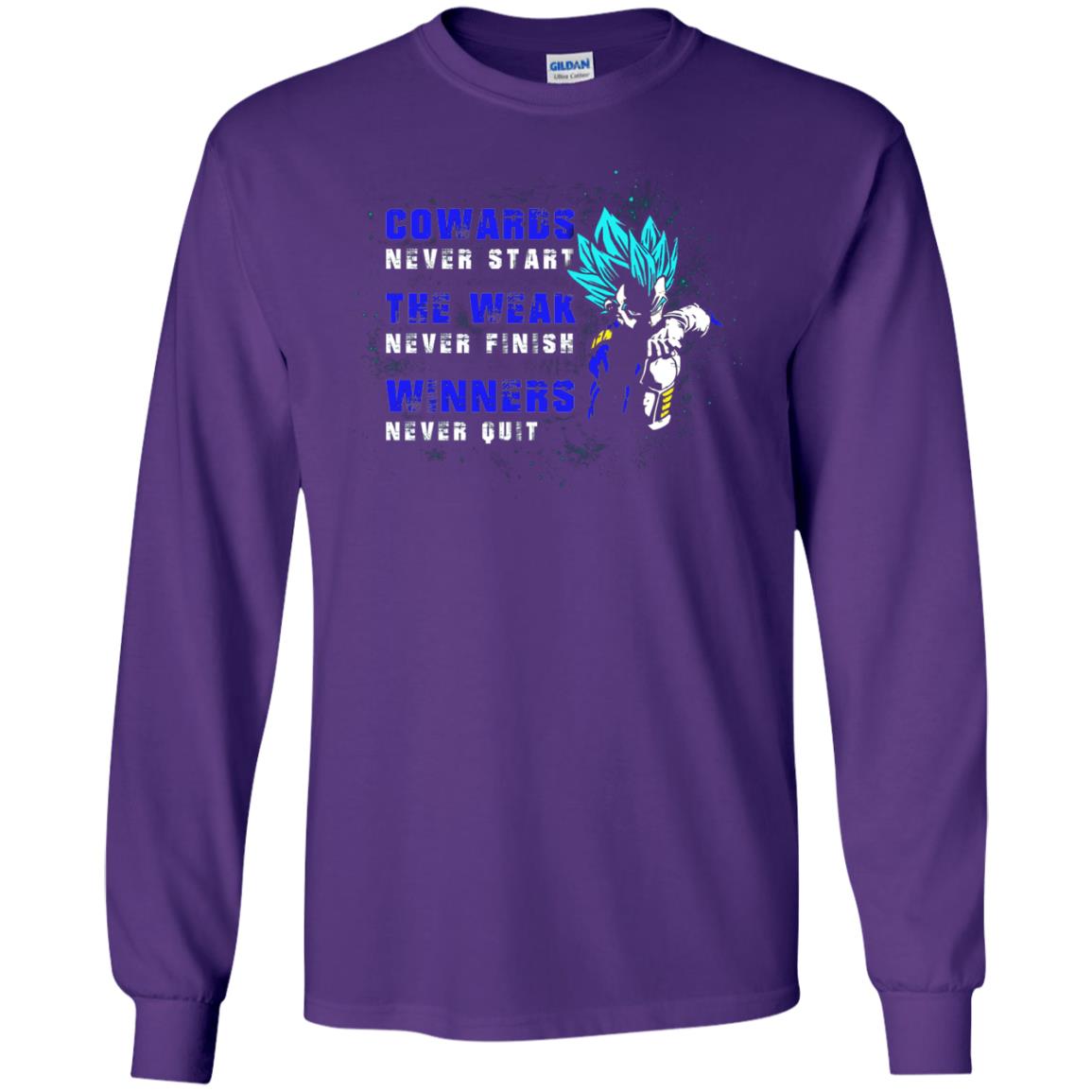 Cowards Never Start The Weak Never Finish Comic T-shirt Purple