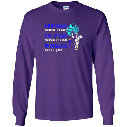 Cowards Never Start The Weak Never Finish Comic T-shirt Purple