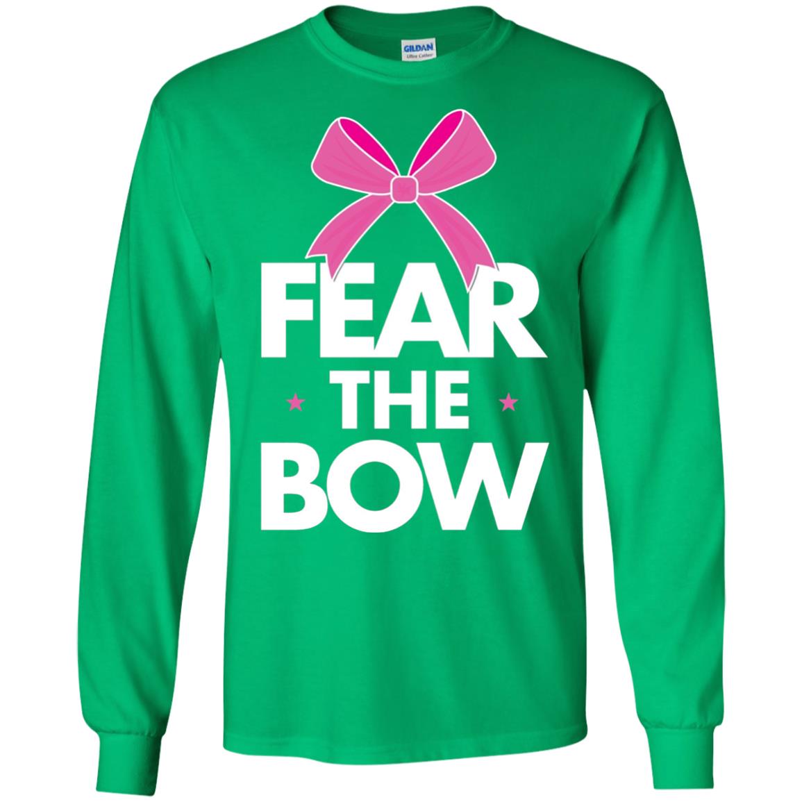 Fear The Bow Big Pink Bow Cheerleader Apparel Shirt Irish Green