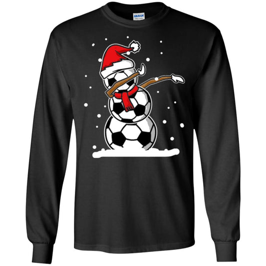 Christmas T-shirt Dabbing Snowman Soccer Black