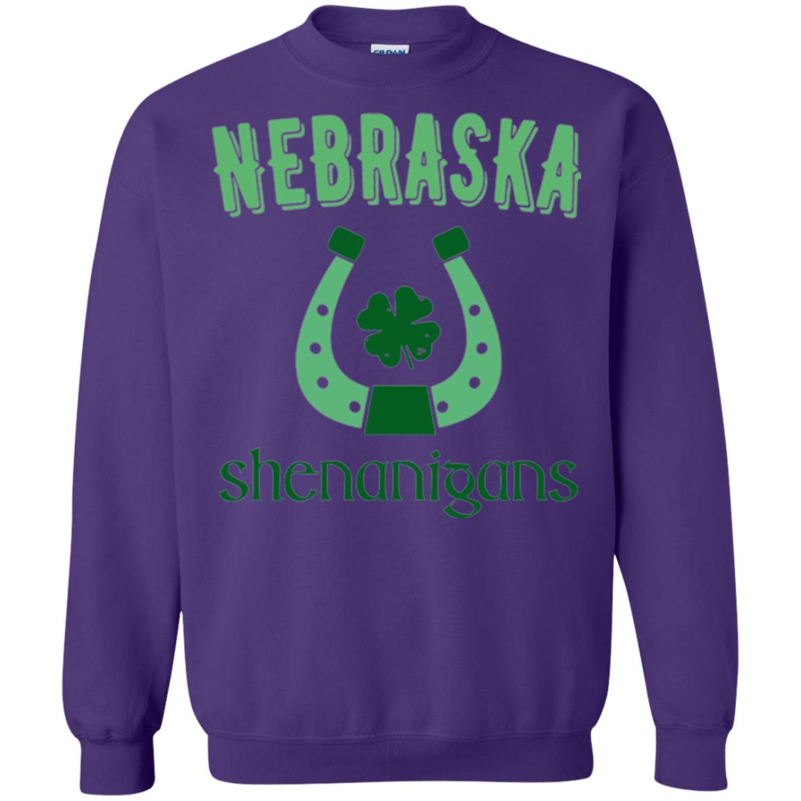 Nebraska Shenanigans Horseshoe Clover St Patrick_s Day T-shirt Purple