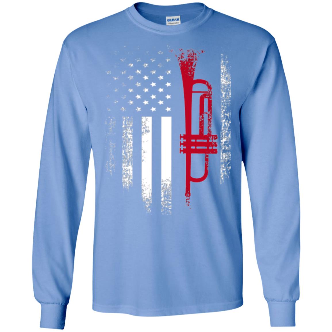 Trumpet Lovers T-shirt American Flag Carolina Blue