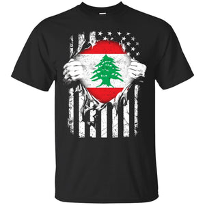 Super Lebanon Hearts American Patriot Flag Lebanese T-shirt