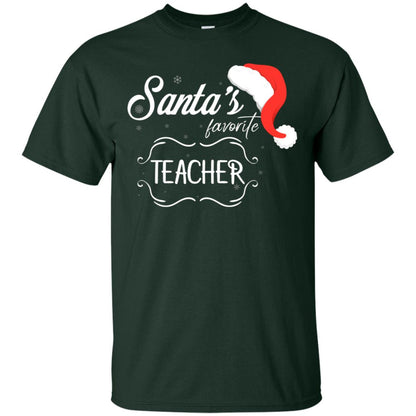 Santa's Favorite Teacher Teaching X-mas Gift Shirt For Teachers Forest