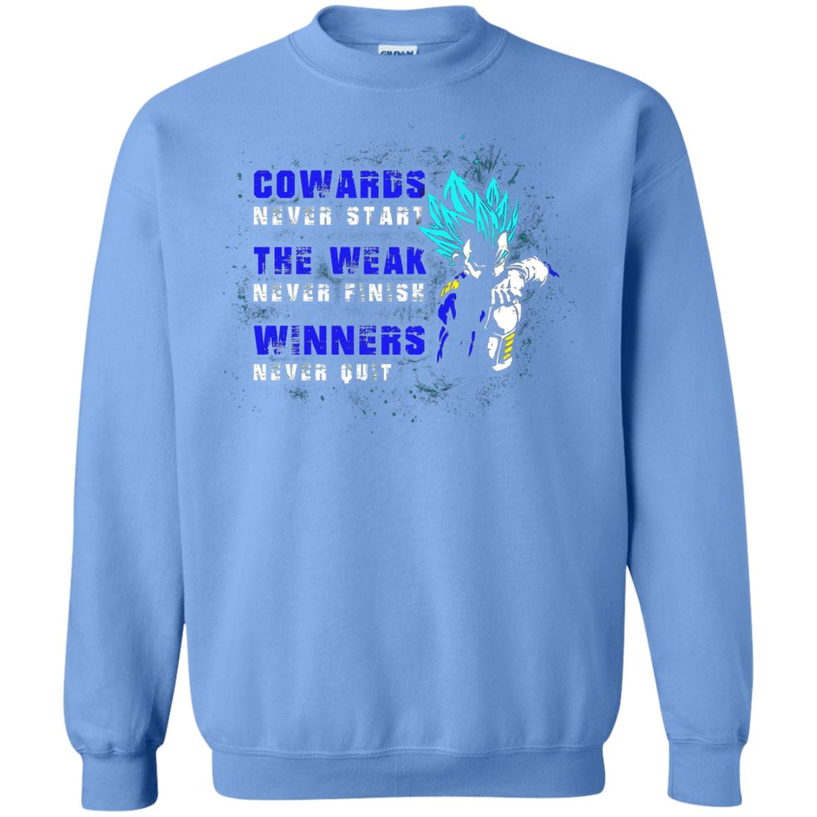 Cowards Never Start The Weak Never Finish Comic T-shirt Carolina Blue