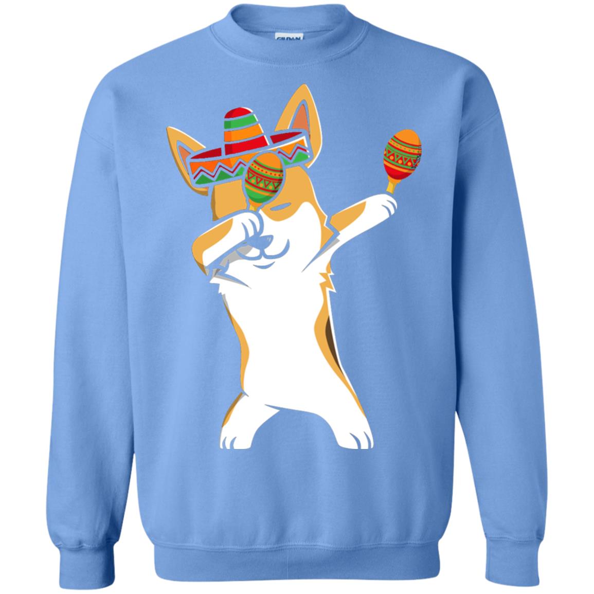 Dabbing Corgi Funny Cinco De Mayo T-shirt Carolina Blue