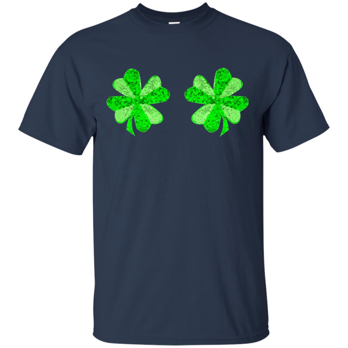 Funny Shamrock Boobs St Patricks Day T-shirt Navy