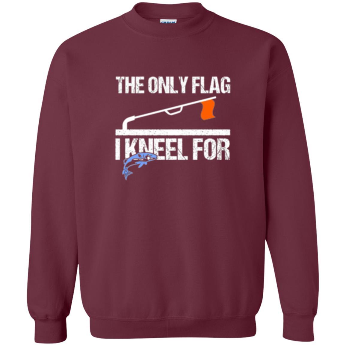 Fisherman T-shirt Ice Fishing Tip Up Flag T-shirt Maroon