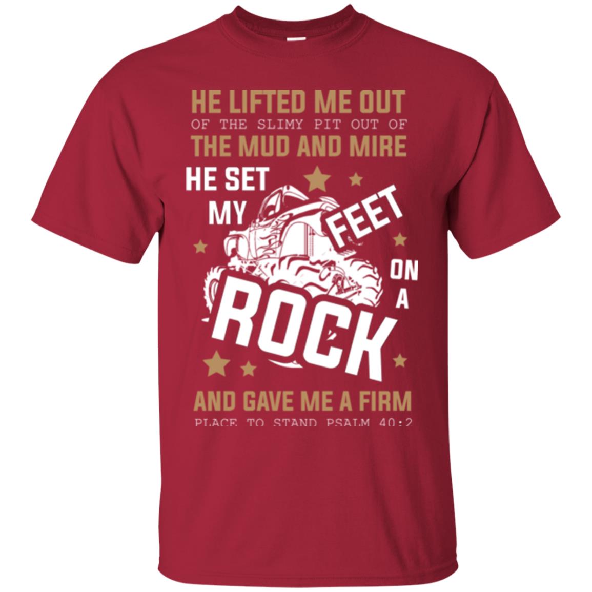 Christian T-shirt He Lifted Me Out Of The Slimy Pit Out Of The Mud And Cardinal