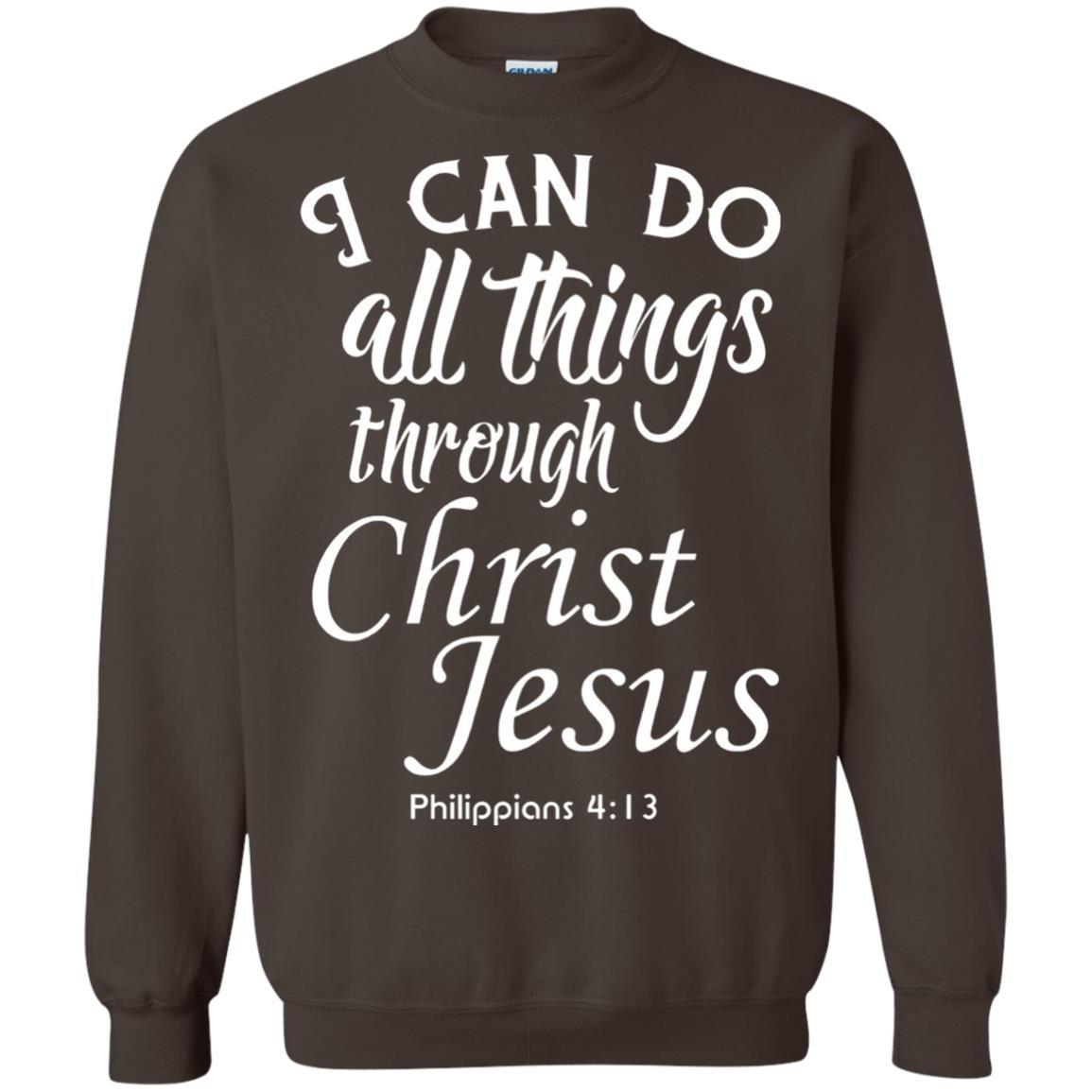 Christian T-shirt I Can Do All Things Through Christ Jesus Dark Chocolate