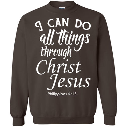 Christian T-shirt I Can Do All Things Through Christ Jesus Dark Chocolate
