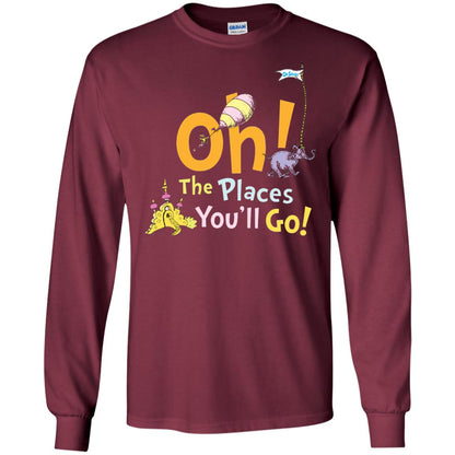 Read Across America Day T-shirt Dr. Seuss Oh The Places You_ll Go Maroon