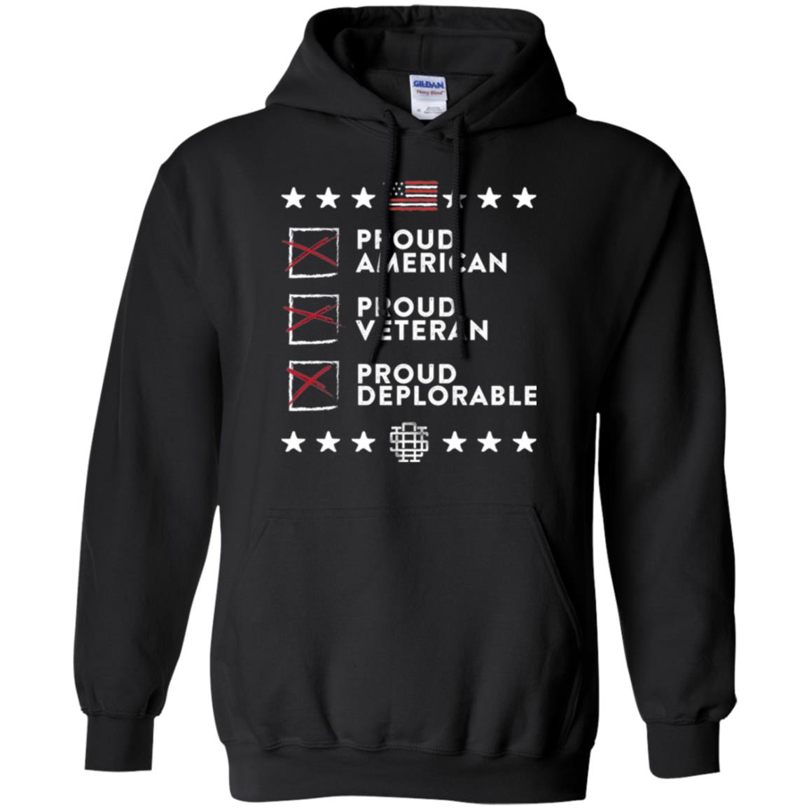 American T-shirt Proud American, Proud Veteran, Proud Deplorable Black