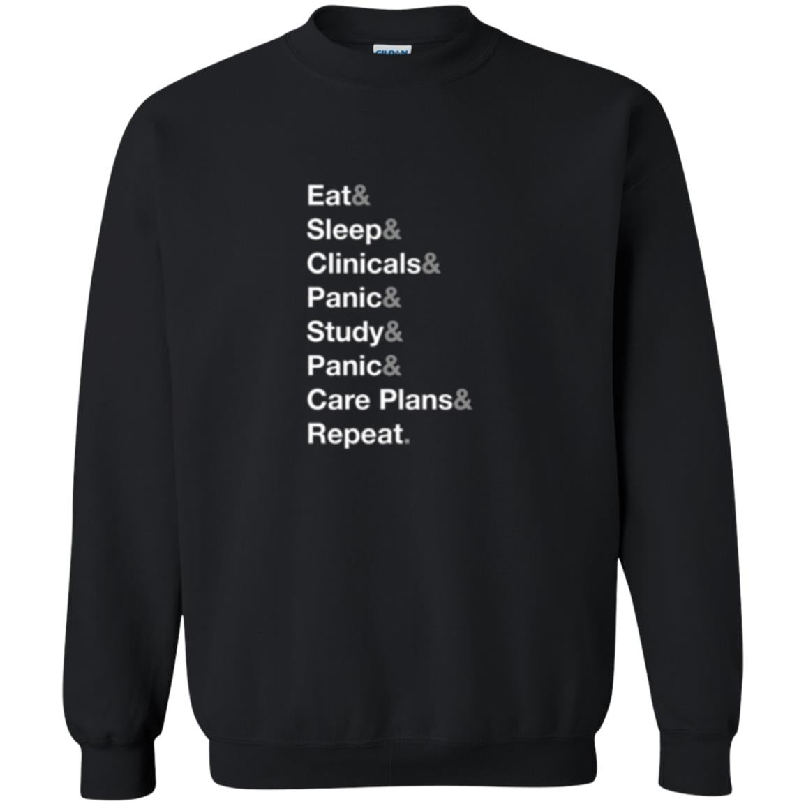Nurse T-shirt Eat Sleep Clinicals Panic Study Panic Care Plans Repeat Black