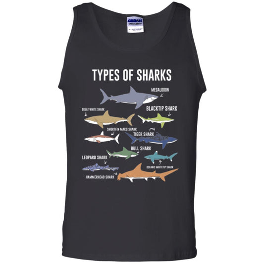 Shark Lover T-shirt 9 Types Of Sharks Ocean Black