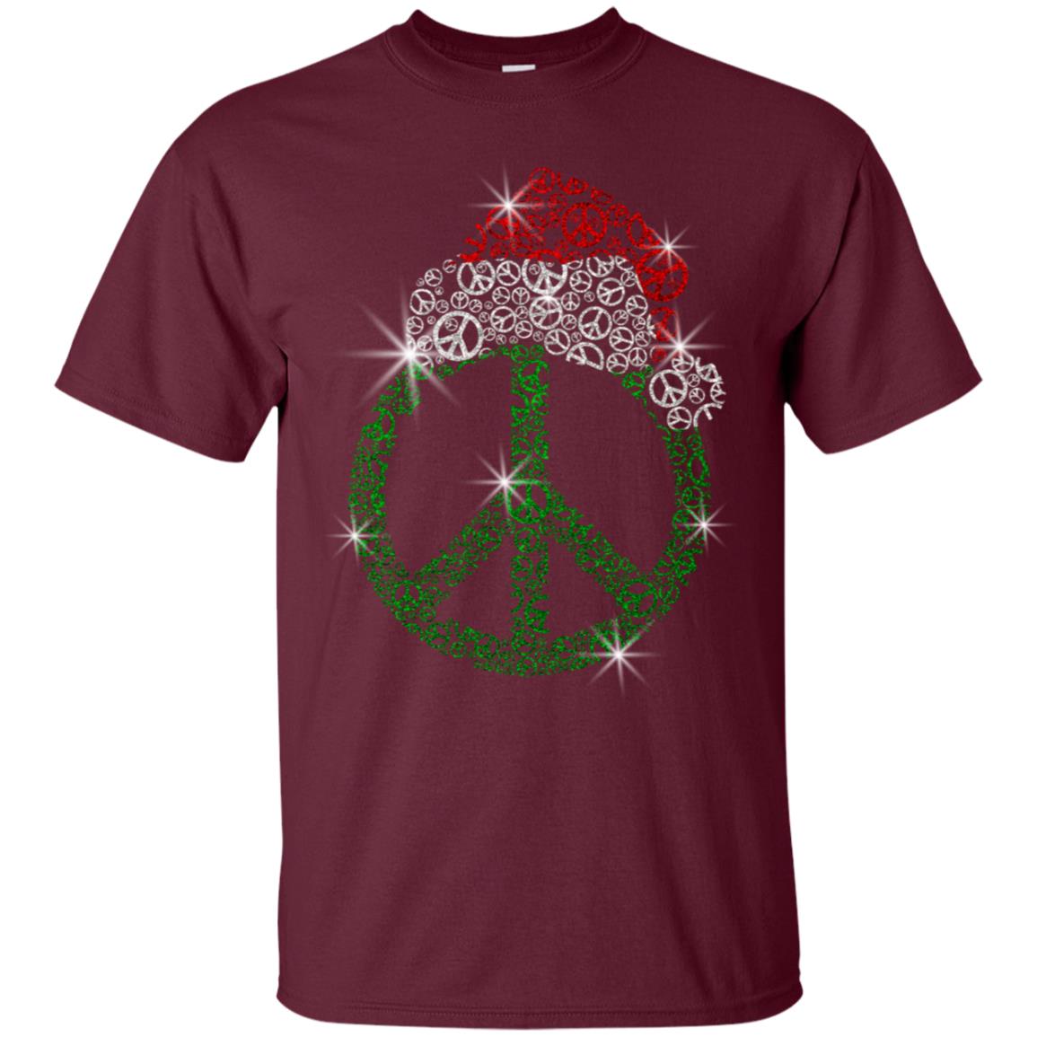 Peace Sign With Santa Ha Christmas Idea Gift Shirt Maroon