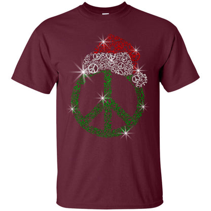 Peace Sign With Santa Ha Christmas Idea Gift Shirt Maroon