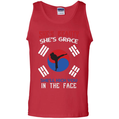 She’s Beauty She’s Grace She’ll Kick You In The Face Taekwondo T-shirt Red