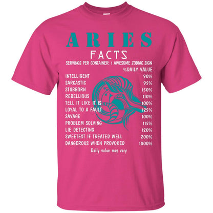 Aries Facts 1 Awesome Zodiac Sign Gift Shirt For Aries Horoscope Heliconia
