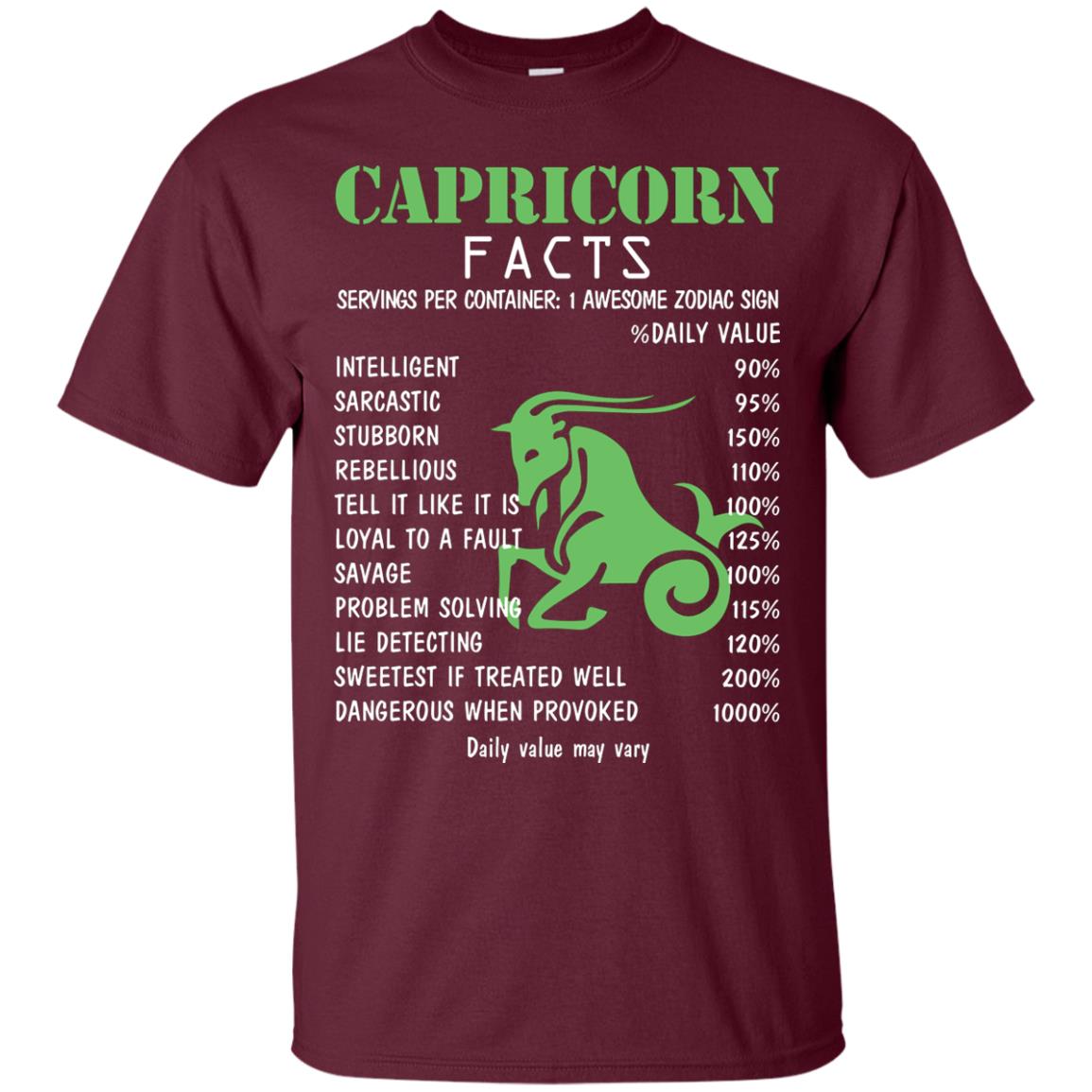 Capricorn Facts 1 Awesome Zodiac Sign Gift Shirt For Capricorn Horoscope Maroon