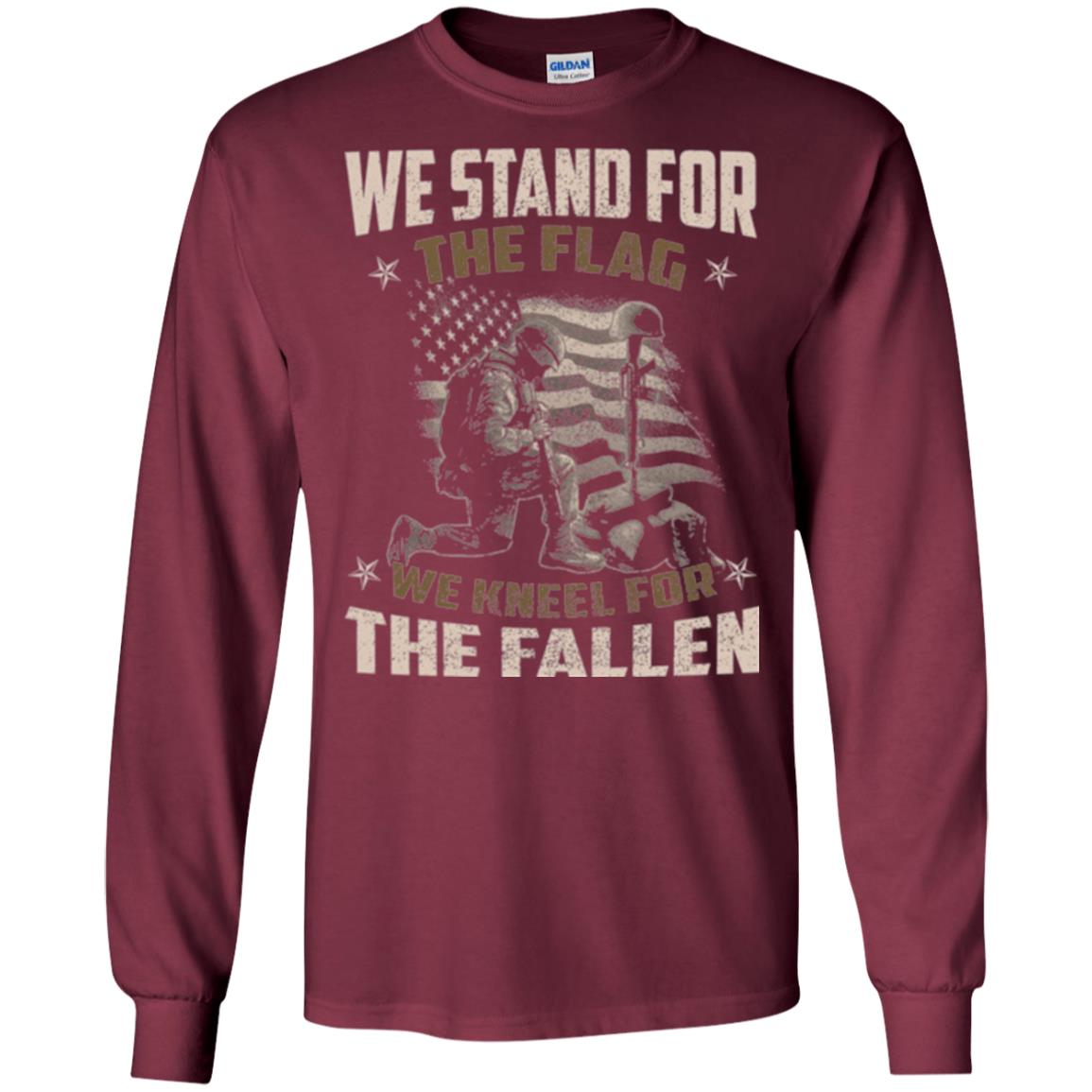 Stand For The Flag We Kneel For The Fallen Veteran T-shirt Maroon