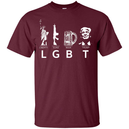 Lgbt T-shirt Liberty Guns Beer Trump Maroon