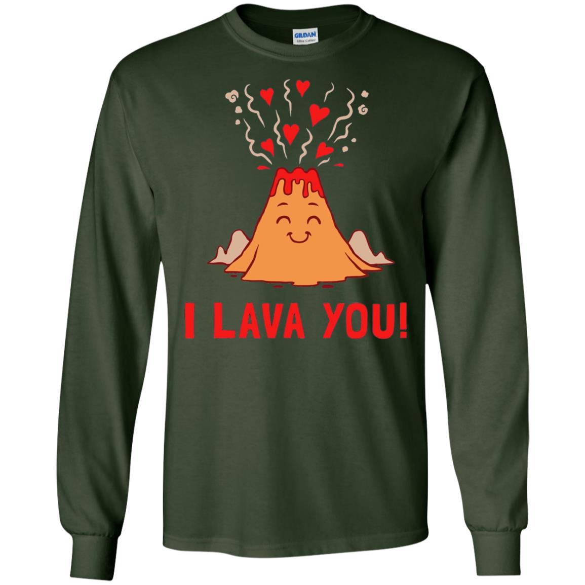 Funny Volcano Valentines Love T-shirt I Lava You T-shirt Forest Green