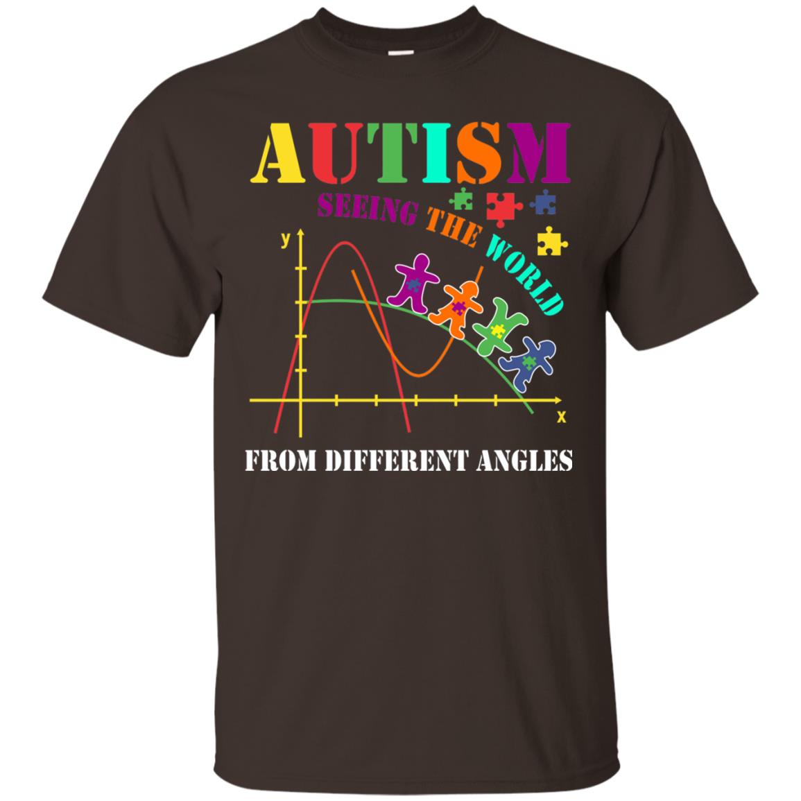 Seeing The World From Different Angles Autism Awareness T-shirt Dark Chocolate