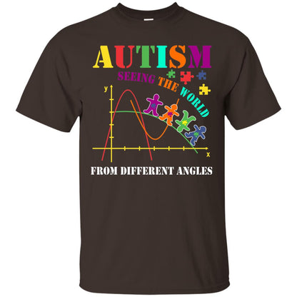 Seeing The World From Different Angles Autism Awareness T-shirt Dark Chocolate