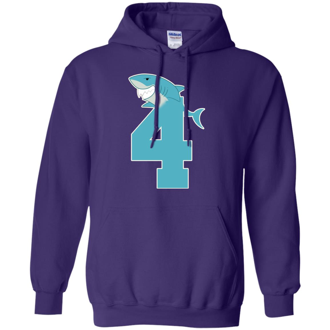 4th Birthday Shark Party Shirt Purple