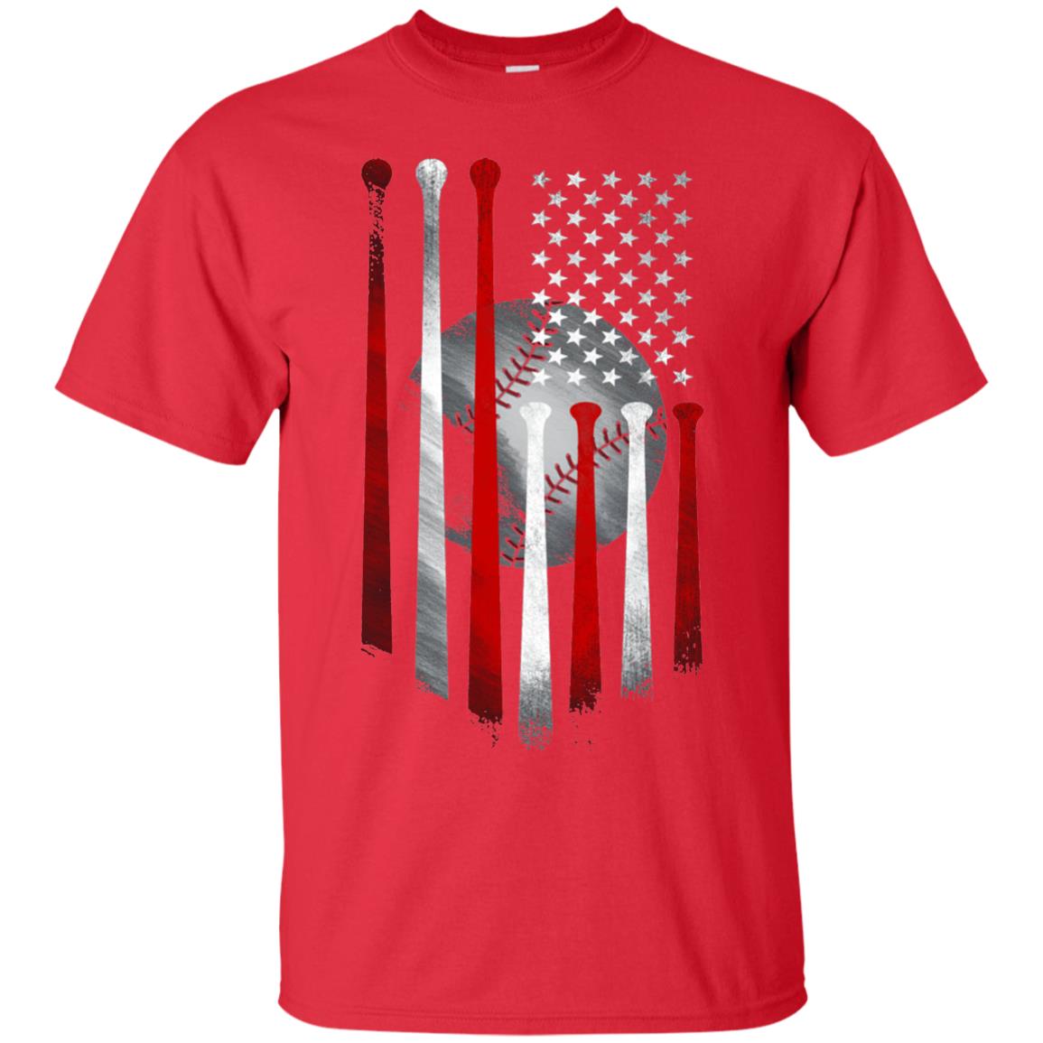 American Flag Baseball Flag Baseball Lover T-shirt Red