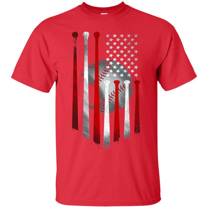 American Flag Baseball Flag Baseball Lover T-shirt Red