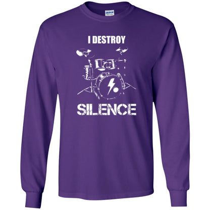 Drummer T-shirt I Destroy Silence Purple