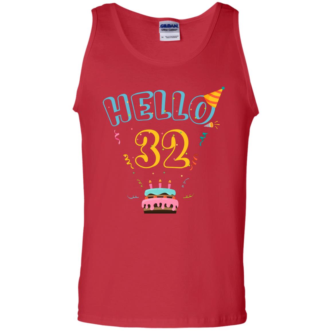 Hello 32 Thirty Two 32th 1986s Birthday Gift Shirt Red