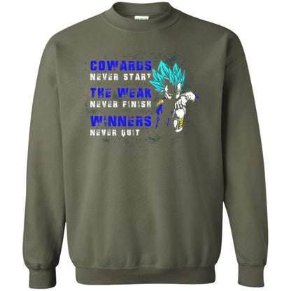 Cowards Never Start The Weak Never Finish Comic T-shirt Military Green