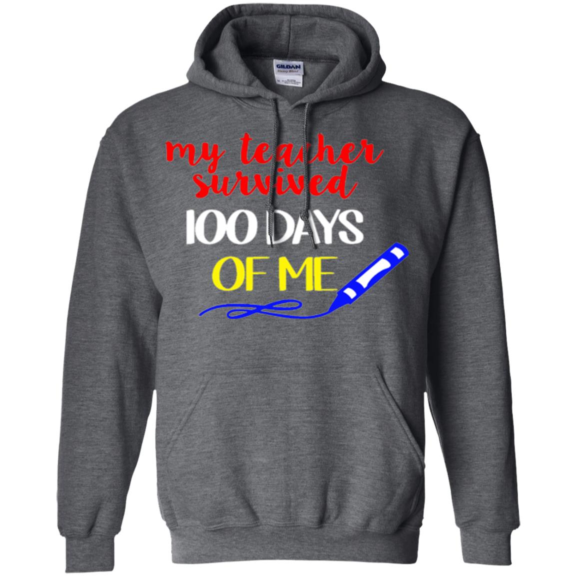 Student T-shirt My Teacher Survived 100 Days Of Me Dark Heather
