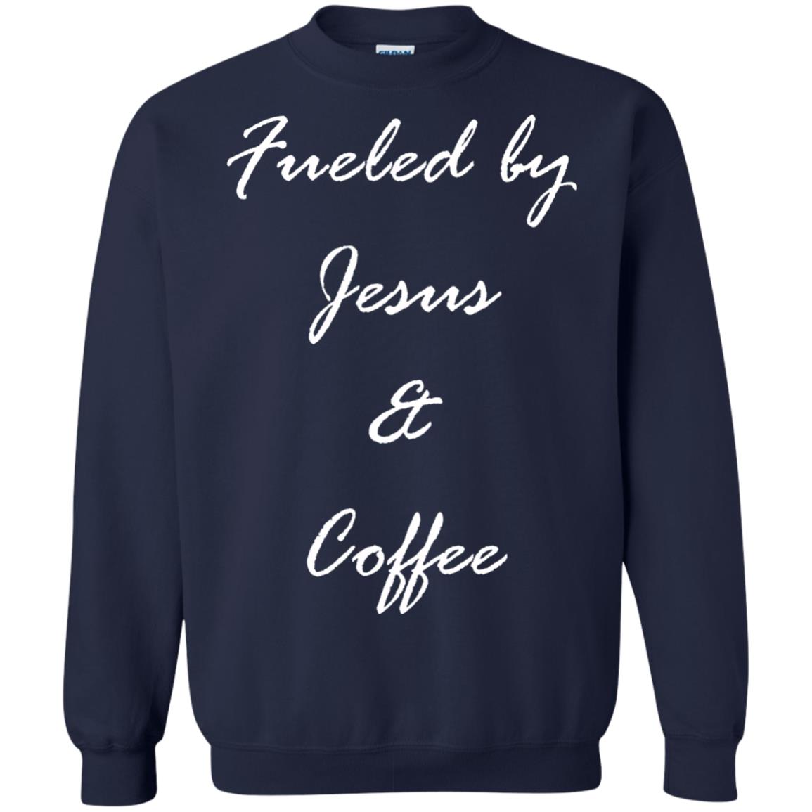 Fueled By Jesus Coffee Graphic Christian T-shirt Navy
