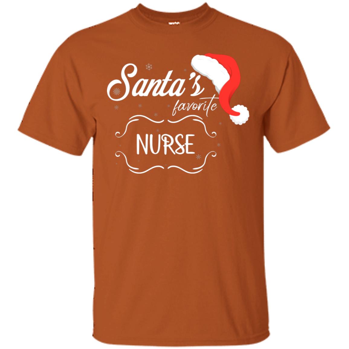 Santa's Favorite Nurse Nursing X-mas Gift Shirt For Nurse Texas Orange