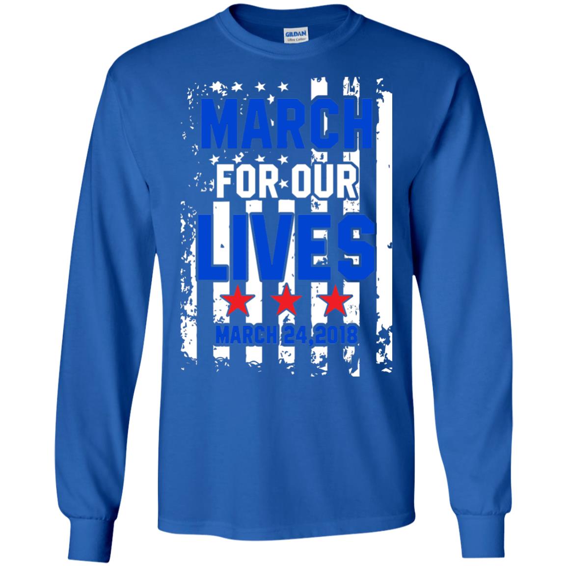 March For Our Lives With American Flag Gun Control T-shirt Royal