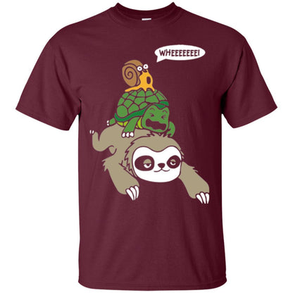 Running Wild T-shirt Sloth Turtle And Snail Piggyback Maroon