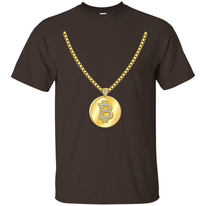 Funny Bitcoin T-shirt Gold Chain Cryptocurrency Necklace Dark Chocolate